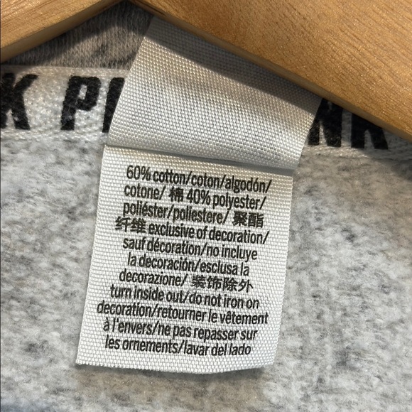 Victoria's Secret Gray Fleece Hoodie with Floral Sleeve Size Extra Small - Picture 6 of 6